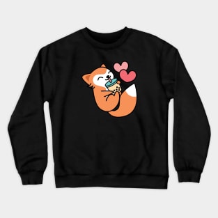 Cute Kawaii Fox Sipping Boba Tea - Bubble Tea Crewneck Sweatshirt